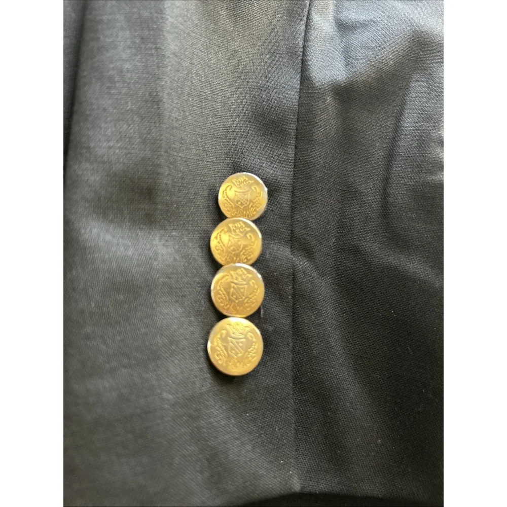 Hart Schaffner Marx 46R 48R Navy Gold Toned Two Button Vented Jacket